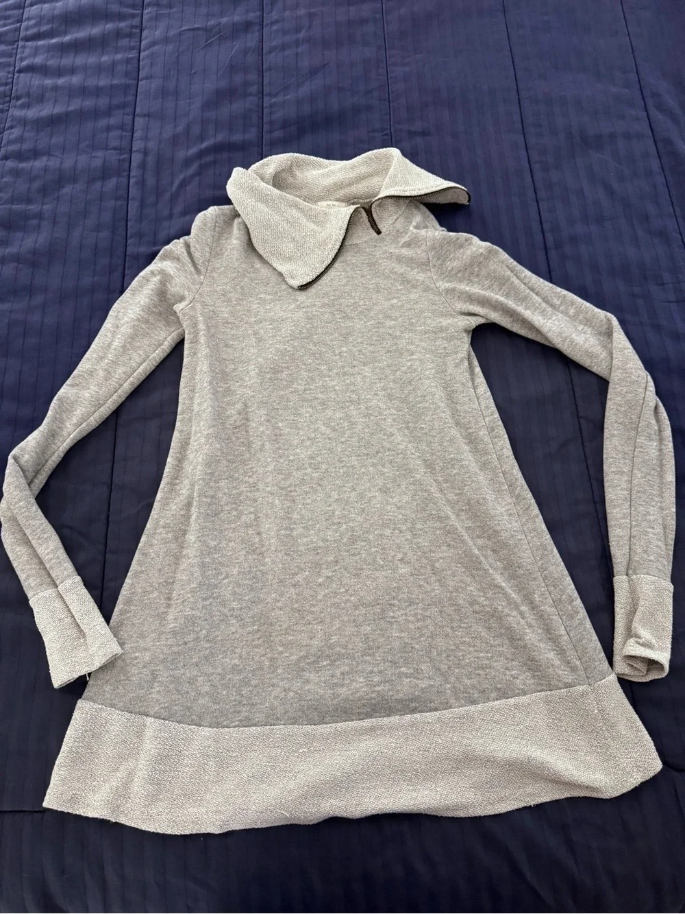 Mon Ami Zip Neck Lightweight Top Grey - Picture 1 of 6